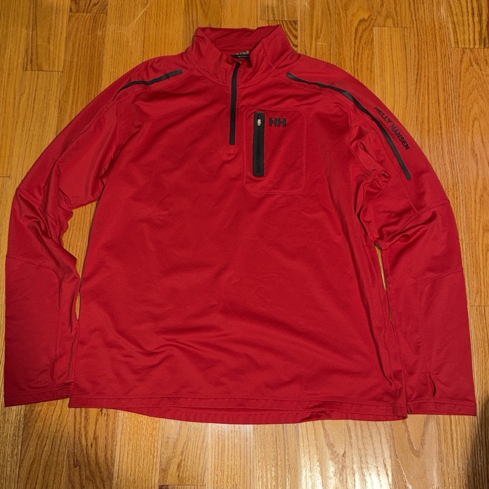 Men's 2XLarge Helly Hansen Shirt Red Lifa Active Solen 1/4 Zip Gorpcore